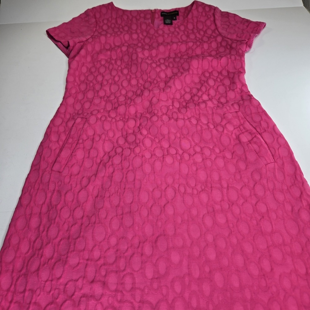 Dana Buchman Women's Pink Geometric Patterned A Line Dress W/pockets Size 8. A11